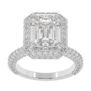 Large Emerald <b>Moissanite</b> Diamond Real Silver Unique Cluster Band Social Holiday Event Reward Party <b>Jewelry</b> Women Ring - Product Image 2