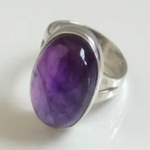 Amethyst <b>Ring</b> Handmade Sterling Silver Bezel Setting Natural Purple Oval Shape Gemstone <b>Boho</b> Jewelry Women's Jewekry - Product Image 3