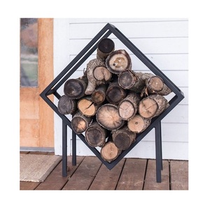 Superior Quality Rhombus Shape <b>Log</b> Rack In Iron Black Color Fire Place <b>Log</b> Rack For Garden Decor Accessories - Product Image 1