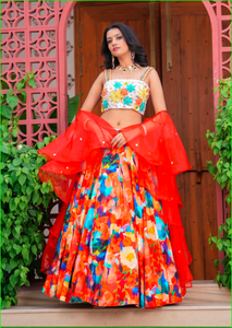 Conjunto de Lehenga Bed of Lillies Fusion con Dupatta con Volantes, Hermosa Colección de Lehenga Choli Tradicional para Bodas, en Tendencia - Product Image 6
