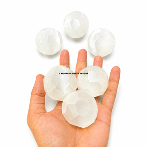 High Quality Muntaha Handmade Healing Feng Shui Faceted Selenite <b>Crystal</b> Sphere Sculpture Art Collectible Home - Product Image 5
