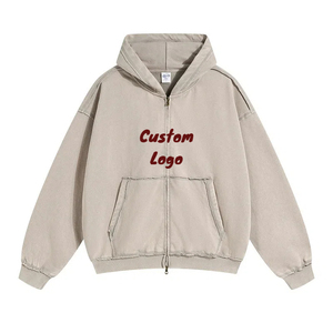 Sudadera con Capucha y Cremallera Extra Grande para Hombre, Color Sólido, Algodón French Terry, Estilo Casual para Otoño - Product Image 2