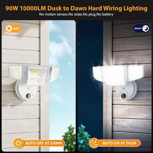 Faro LED da Esterno 90W 10000LM con Sensore Crepuscolare, Impermeabile IP66, Luce Bianca 6500K, Faretto di Sicurezza 10000LM - Product Image 4