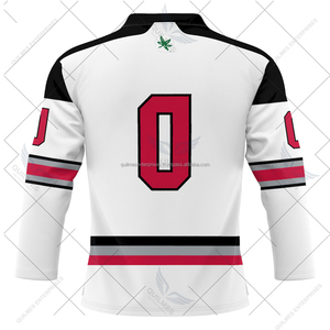 Best Quality Custom Made Ohio State Buckeyes Unisex Women's Hockey Jersey Breathable <b>White</b> Design with Front Logo - Product Image 3