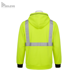 Sweat-shirt de sécurité haute visibilité personnalisé, imperméable, ANSI Classe 3, jaune fluo, doublure polaire, bande réfléchissante, poche kangourou - Product Image 4