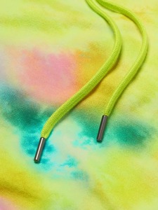 Sudadera con capucha tie-dye personalizada para mujer, amarillo neón, de algodón French Terry, cuello tipo cuello de embudo, hombros caídos, OEM - Product Image 6