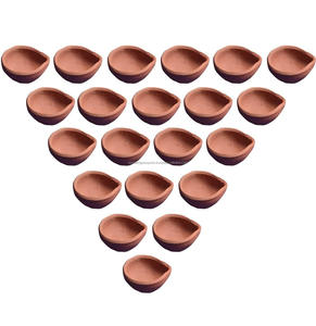 Diya en terre cuite et métal poli fait à la main, résistant à la rouille, décoration d'intérieur, cadeau - Product Image 1