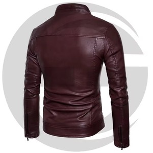 Nouvelle veste en cuir décontractée grande taille avec fermeture éclair, finition teinte et lavée, col montant personnalisé pour l'hiver - Service OEM - Product Image 2