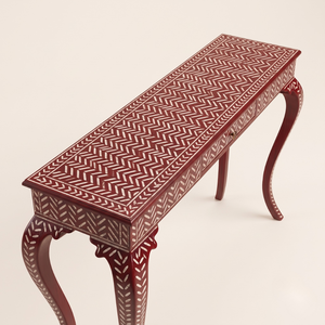 Table console artisanale en os incrusté, écologique, avec surface décorative élégante et rangement fonctionnel pour salon moderne - Product Image 3
