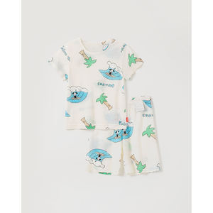 Pijamas de Verano para Niños OZKIZ, Diseño Coreano, Transpirables, con Estampado de Palmeras, Modernos, para Niños de 2 a 6 Años, Venta al Por Mayor - Product Image 1