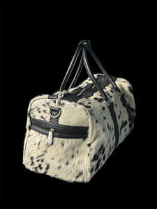 Bolsa de Viaje de Cuero con Pelo de Vaca, Estilo Vintage, Ligera, con Cierre, Organizador, Gran Capacidad, para Fin de Semana LHDB-0048 - Product Image 3