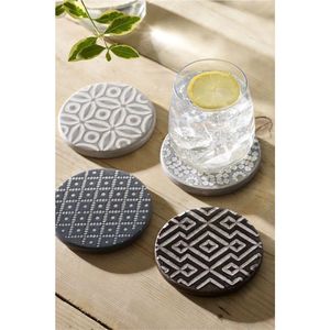 Juego de 4 Posavasos de Piedra Grabados a Mano, Posavasos Redondos Geométricos para Mesa de Café, Decoración Moderna para el Hogar, Regalo de Inauguración de Casa - Product Image 1