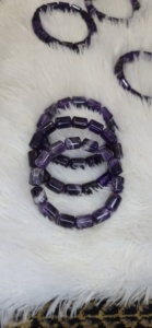 Bracelet extensible en perles cylindriques d'améthyste violette naturelle, cristal poli, bijoux en pierres précieuses en gros - Product Image 2