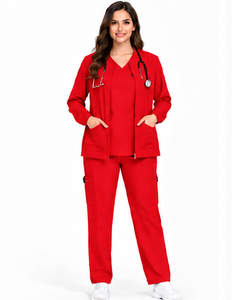 Vente en gros de tenues médicales respirantes et extensibles en 3 pièces pour infirmières, médecins, pharmaciens, équipes chirurgicales d'hôpitaux - Product Image 6