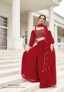 Lehenga Choli Moderno Semi-Cosido de Georgette con Lentejuelas y Bordado para Fiestas de Diwali y Bodas - Product Image 5