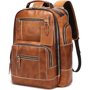 Sac à dos en cuir de vache authentique pour hommes, élégant, pour le bureau, les voyages, sacoche pour ordinateur portable, construction robuste, finition douce, pour le transport quotidien - Product Image 1