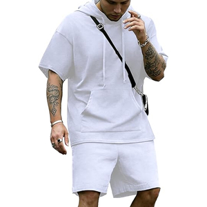 Men’s Grey Hoodie and Shorts <b>Set</b> Relaxed Fit Lightweight Breathable Summer Outfit Stylish Casual Streetwear Clothing - Product Image 1