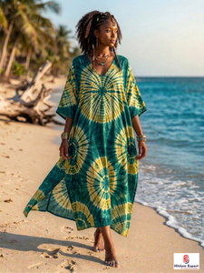 Vestido Kaftán Estampado para Mujer, Ligero y Cómodo, Ropa de Playa, Corte Holgado, Estilo Elegante, Fabricación Personalizada al por Mayor, Suministro para Exportación - Product Image 2