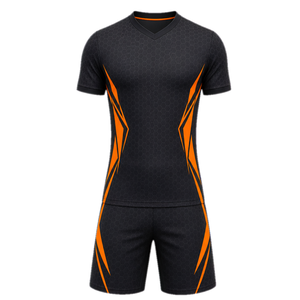 Conjunto de Camiseta de Fútbol Gris Oscuro y Naranja |   Uniforme de Fútbol Premium con Textura de Panal de Abeja |   Transpirable de Secado Rápido - Product Image 1