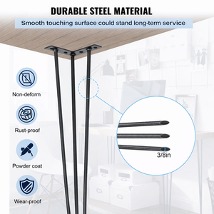 Pieds de meubles en métal de 19 pouces, capacité de charge de 500 lb, pieds de table à café ou à dîner, couleur noire, pièces de meubles DIY, 4 pièces EDPTBL010 - Product Image 4