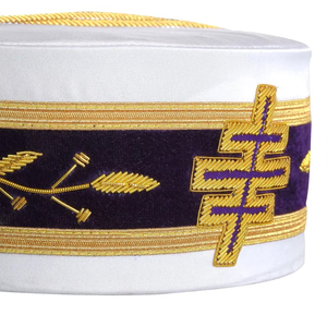 Nueva Gorra de Alta Calidad de la Orden de los Caballeros Templarios, Gran Maestro, Gran Encampamento, con Corona, Terciopelo Morado y Blanco - Product Image 6