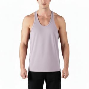 เสื้อกล้ามทรงวีคอสำหรับผู้ชายไซส์พลัส ผ้าโพลีเอสเตอร์ 100% แบบเรียบ สายไขว้หลัง เหมาะสำหรับออกกำลังกาย วิ่ง เล่นกีฬา และสวมใส่ลำลอง - Product Image 4