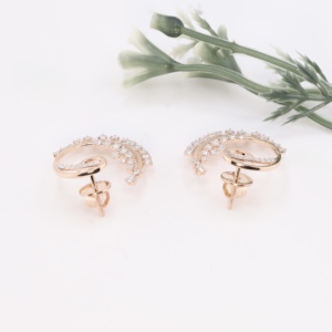 Pendientes de Oro Rosa con Diseño de Espiral Redonda, Diamantes Cultivados en Laboratorio, Círculo Abierto con Cinta, Joyería Fina para Mujer, Regalo Ideal - Product Image 4