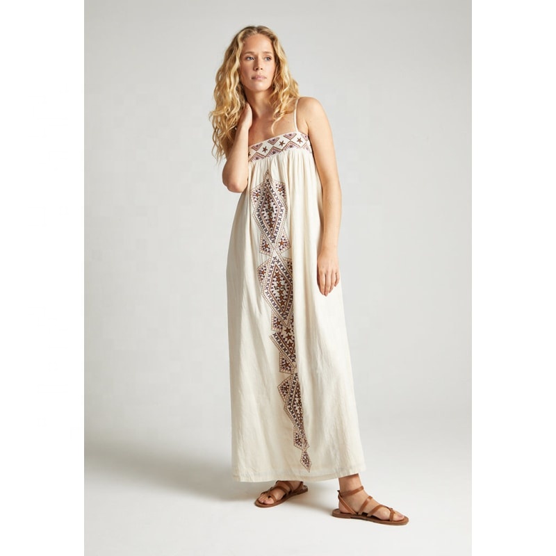 Sapphire Embroidered Maxi Dress - White Sleeveless Long Dress for Women's  and Girls| Alibaba.com