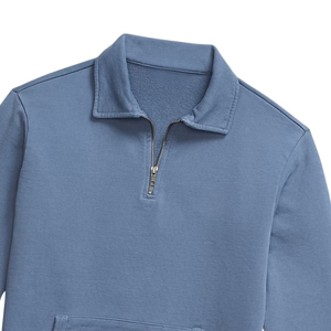 เสื้อสเวตเชิ้ตคุณภาพสูงแบบ unisex สำหรับฤดูหนาว คอตั้ง ซิปครึ่งตัว ผ้าฝ้าย 100% ดีไซน์กระเป๋าแบบฝรั่งเศส - Product Image 2