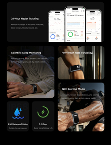 ODM OEM ETQ17 Tracker d'activité sans écran, surveillance automatique ECG HRV, suivi du sommeil, SpO2, tension artérielle, température, stress, étanche IP68, bracelet connecté Android iOS - Product Image 4