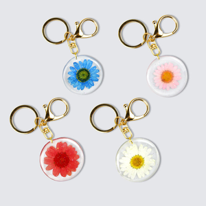 Porte-clés en résine avec fleurs séchées, décoration florale, anneau porte-clés en résine avec fleurs séchées - Product Image 3