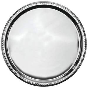 Assiette de service ronde en métal poli avec bord tressé, design classique, plat durable pour la mise en table de fête, assiette de présentation - Product Image 1
