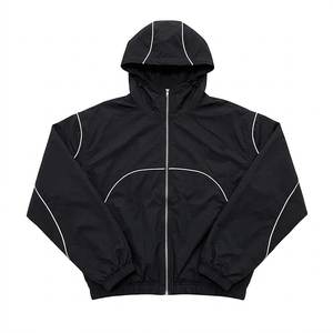 Wholesales Custom Logo Black With Panels Men's Nylon <b>Wind</b> <b>Breaker</b> Pants Sets For Summer Quick Dry Vintage Set Streetwear Jackets - Product Image 2