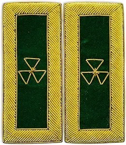 Masonic Knight Templar Generalissimo Shoulder Boards Gold Bullion <b>Wire</b> – Hand Embroidered (Green, 4.5” x 2.0”) - Product Image 5