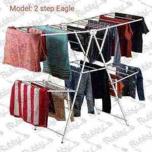 Multi Tier Butterfly Shape Stainless Steel Laundry Stand Portable Foldable Cloth Drying Rack Above 30 Rods Space Saver - Product Image 2