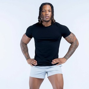 Camiseta Deportiva de Manga Corta sin Costuras para Hombre, de Alta Elasticidad y Transpirable, para Entrenamiento, Venta al Por Mayor, Logotipo Personalizado OEM - Product Image 1