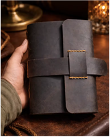 Carnets et journaux en cuir véritable faits à la main NEW ERA, couverture rigide, style vintage, impression de logo personnalisée, écologiques