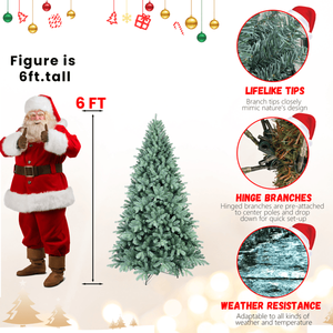 Albero di Natale Artificiale Premium Blu-Verde da 180 cm, 1390 Rami Misti in PE/PVC, Punte con Filo Memory e Filo in Ferro, Foglie Incernierate - Product Image 4