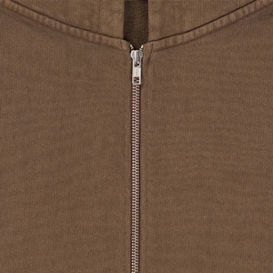 Sweat à capuche zippé marron personnalisé 100 % coton OEM, molleton épais et surdimensionné, décontracté pour homme - Product Image 3