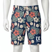 Shorts de bain hawaïens pour hommes, imprimé tropical, cordon de serrage, taille mi-haute, séchage rapide, pour surf et volley-ball, logo personnalisé