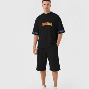 Conjunto de Pantalones Cortos y Camiseta Personalizables para Hombre, Verano, Casual, Transpirable, Estampado, Color Sólido, Corte Regular, Peso Medio - Product Image 2