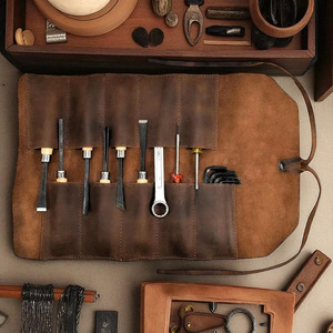 Luxury leather <b>tool</b> <b>roll</b> organizer bags bulk supplier OEM custom logo export quality portable storage quality in low price - Product Image 1