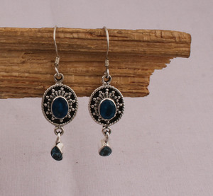 :925 <b>Sterling</b> <b>Silver</b> Natural Blue Topaz <b>Earrings</b> Handmade Swiss Blue Gemstone Jewelry Oval Cut Icy Blue <b>Dangle</b> <b>Earrings</b> - Product Image 3