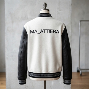 Chaqueta para hombre MA-ATTIERA, color crema, negro, con mangas de cuero PU, cremallera frontal, informal, para otoño - Product Image 4