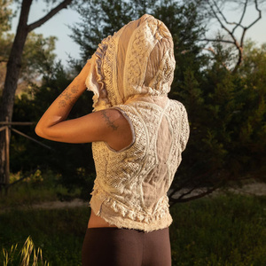 Soft Cotton Boho Sleeveless Hooded Vest with Tribal Design for Festival Ready Outfits Casual Layer for Women - Product Image 3