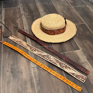 Bandas de sombrero de vaquero de cuero con herramientas manuales personalizadas de buena calidad, cinturones de sombrero de cuero genuino occidental para vaqueras - Product Image 6