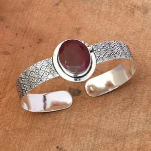 Bracelet manchette en argent sterling 925 avec rubis de haute qualité, fait main, style religieux, bijoux naturels pour femmes, vente en gros, cadeau - Product Image 3