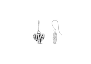 Pendientes de gancho con forma de corazón acanalado - Product Image 1