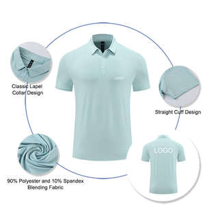 Polo d'été en jacquard extensible, mélange de polyester et de spandex, logo personnalisé, chemises de golf sportives, polo à séchage rapide pour hommes - Product Image 1