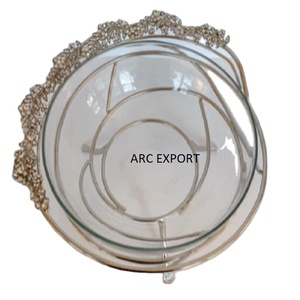 ชามดีไซน์แบบโลหะลวดเหล็กโบราณพร้อมวัสดุแก้วสีขาวใสชามเสิร์ฟแฟนซีสำหรับงานออกแบบ - Product Image 1